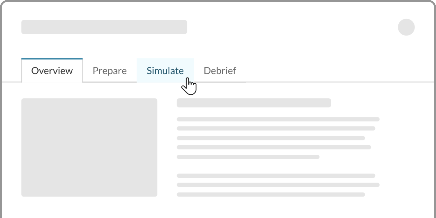 New structured scenario format with sections for Overview, Prepare, Simulate, and Debrief